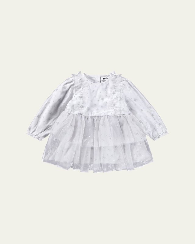 Girl's Claudette Starry Tiered Tulle Dress, Size 6M-4